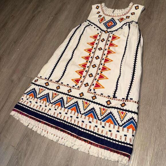 Anthropologie Dresses & Skirts - Anthropologie Akemi Kin Embroidered Fringe Shift Dress Boho Tribal 8P